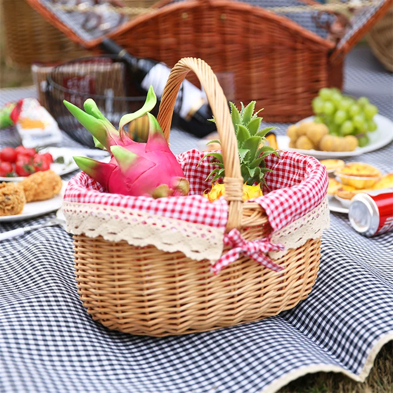 NEW Tassel Woven Storage Basket Plant Wicker Baskets Garden Flower Vase With Handle