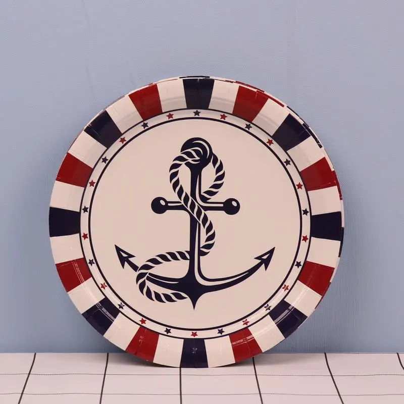 80pcs/Set Navigation theme Party  Paper Tableware Set paper plate  cups and Napkins