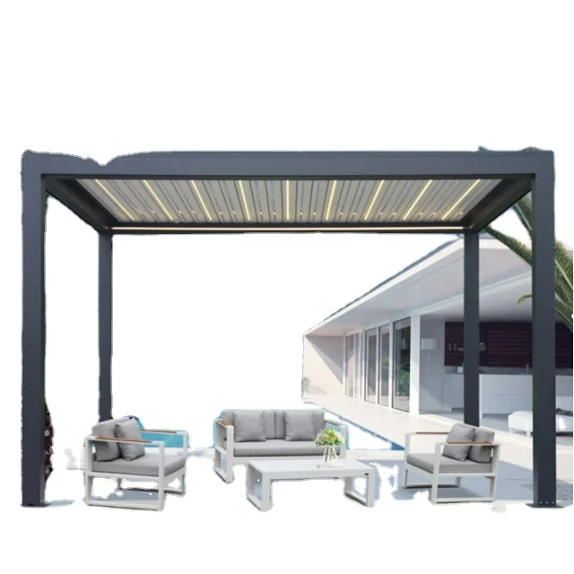 Электрическая алюминиевая беседка, беседка, открывающаяся жалюзи