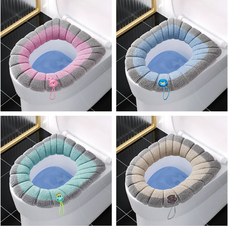 Toilet Seat Cover Thickened Kitted Toilet Mat Antifreeze Toilet Cover Soft Cartoon Seat Covers Bathroom Products