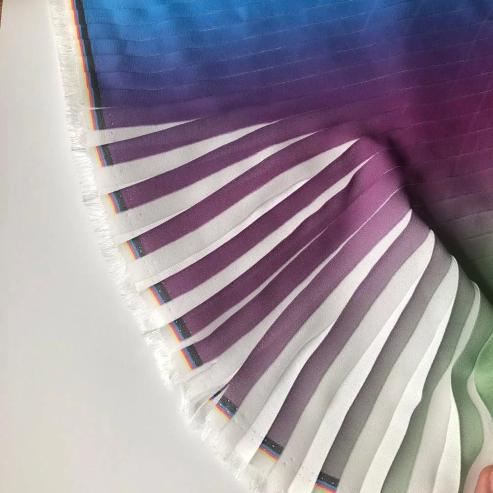 fashion chiffon printed 100% polyester pleated fabric for dress