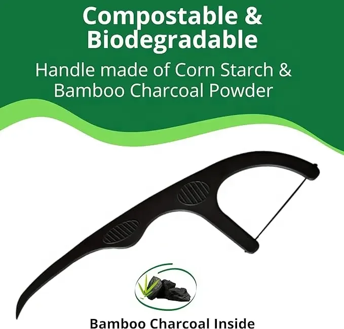 Biodegradable Dental Floss Picks 300 Mint PTFE Bamboo Tooth Pickers Oral Teeth Cleaning Travel-friendly Plastic Teeth Flossers