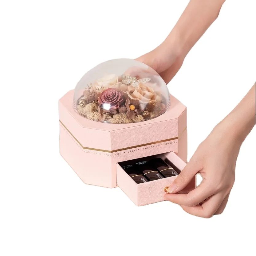 High-grade immortal flower packaging box  transparent magic ball gift box jewelry drawer box wholesale