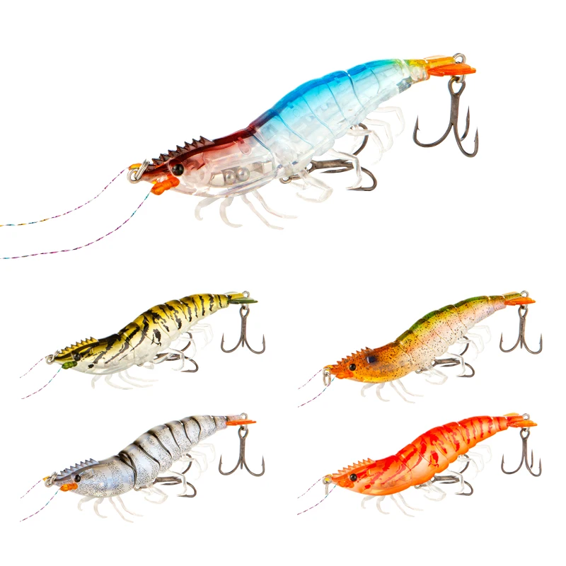 Wholesale 14.5g 9cm Slow Sinking Saltwater Luminous Artificial Fishing Lures Artificial Shrimp, Plastic Hardbody Shrimp Lure