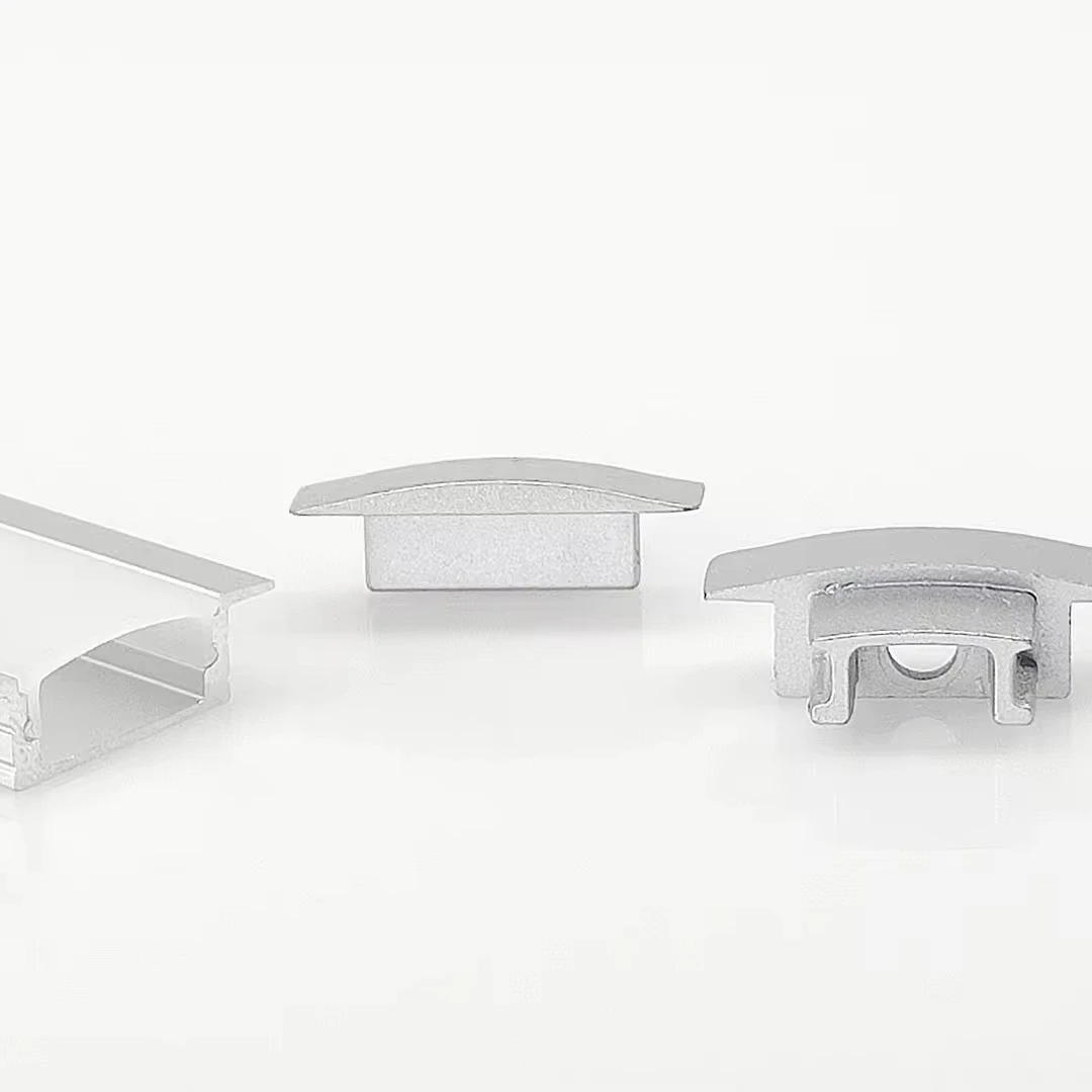 Recessed W17*H6mm 6063 Aluminum LED Light Profile With PC Lampshade Same Color End Caps For Kitchen Cabinets Wardrobes