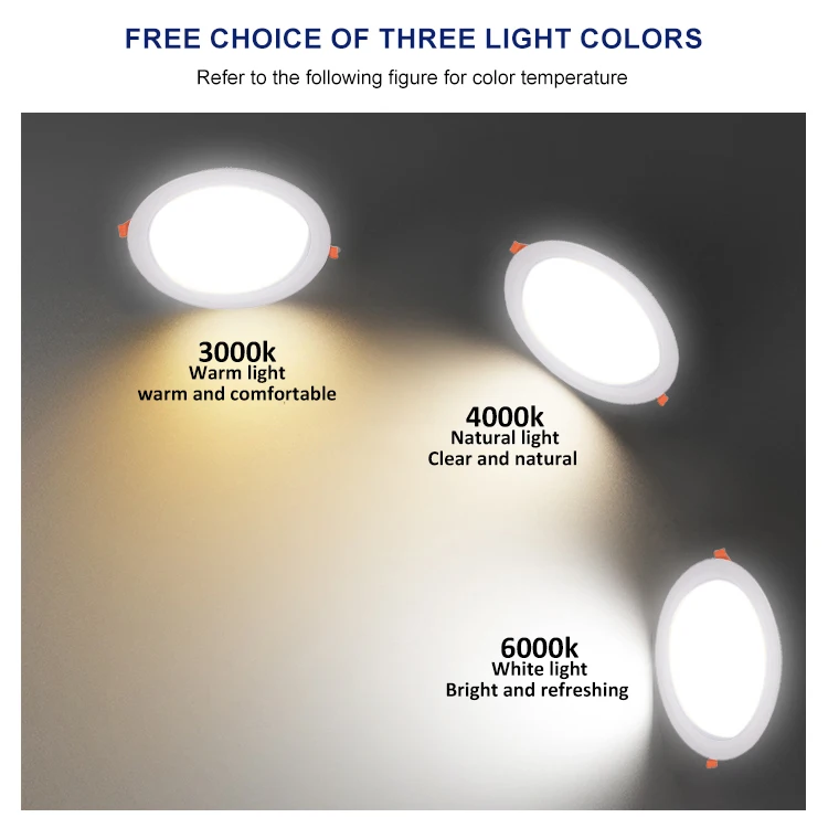 Easy Installation SMD Round Panel Down Light LED Recessed Trimless Ceiling Downlight