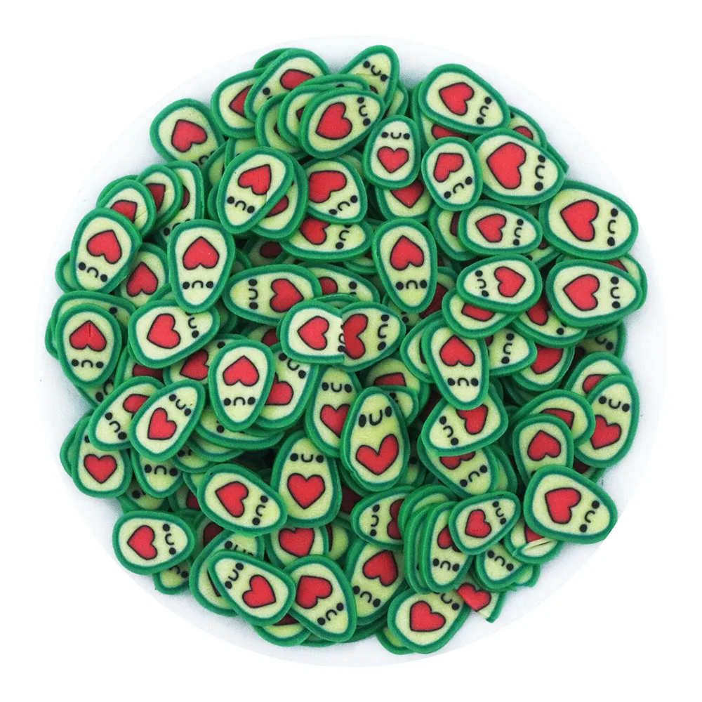 100G Fruit Polymer Clay Love Heart Avocado Slices Polymer Clay Sprinkles Slices For Slime Filler DIY Clay Crafts Nail Art
