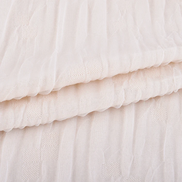 Embroidered chiffon stripe fabric breathable gauze embroidery wrinkled fashion women lace fabric