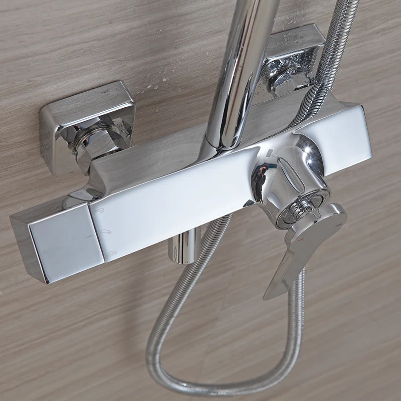 New single handle white hot and cold rain shower mixer faucet with hand shower