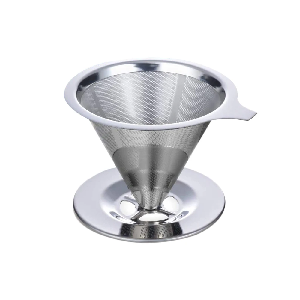 Pour Over Coffee Maker and Tea Dripper, Reusable Drip Cone Filter Stainless Steel Strainer