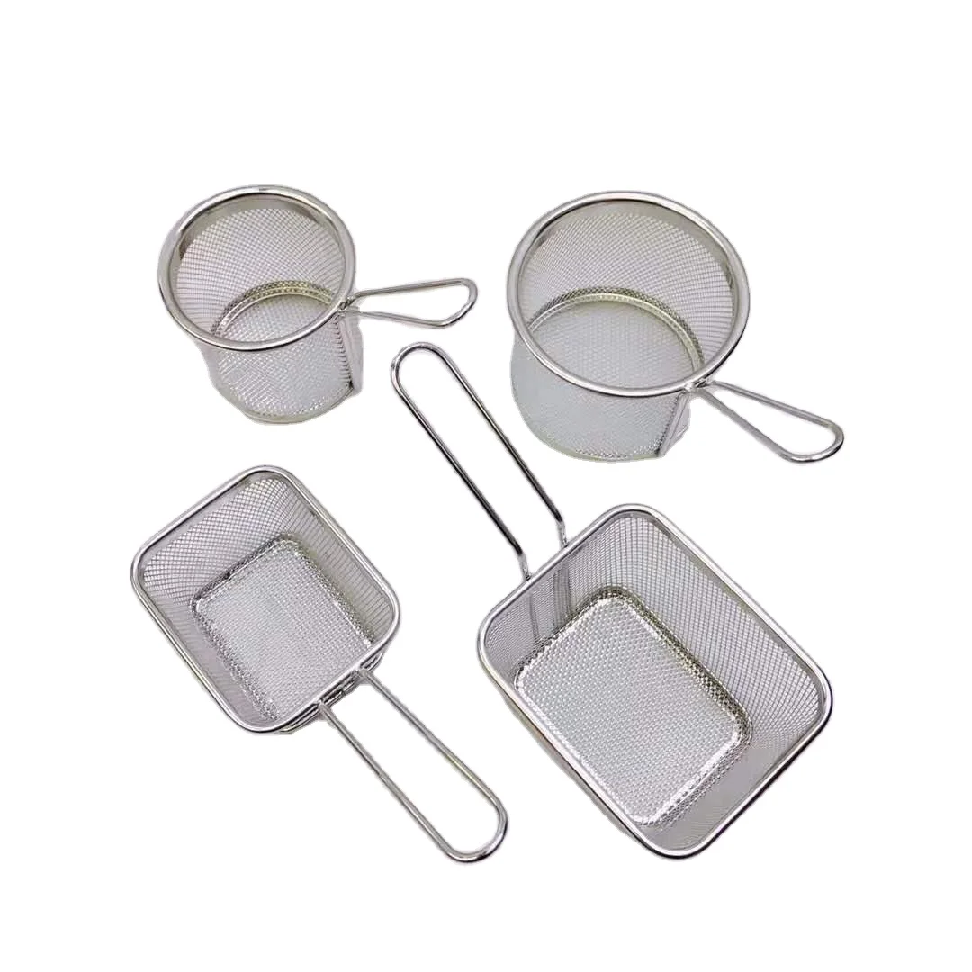 
Amazon Minli High Quality Stainless Steel Mini French Fry square Basket For Fried Chip And Chicken 