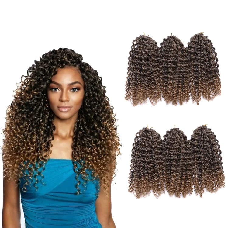 3pcs/pack Marley Twist Braiding Hair Kinky Curl 8 Inch Ombre Mali Bob Curly Soft Synthetic Crochet Curly Braiding Hair Extention