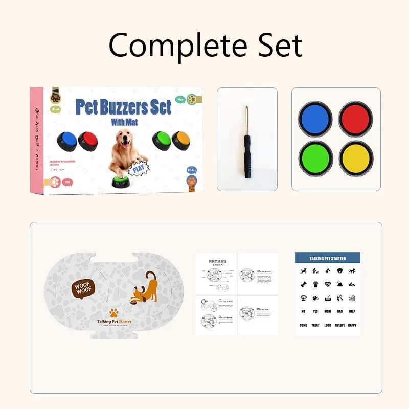 Dog Talking Buttons 4 Piece Set Teach Your Pet to Talk Training Dog for Communication Speech Buttons with Words Voice Record