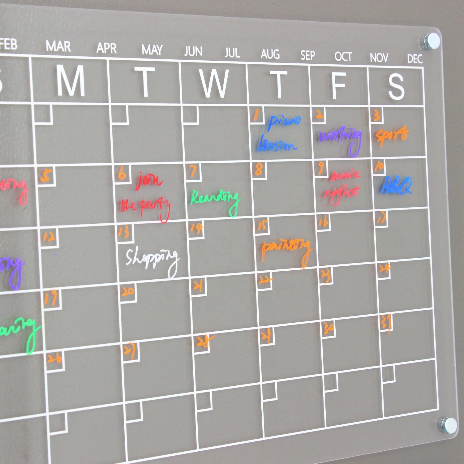 2024 monthly weekly calendar fridge magnet customize design acrylic magnet with eraser and pen