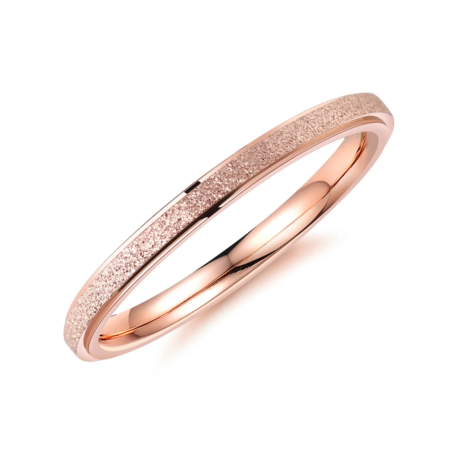 2022 Korean Silver Plated Fine Frosted Finger Ring Titanium Steel Matte Rose Gold Tail Ring