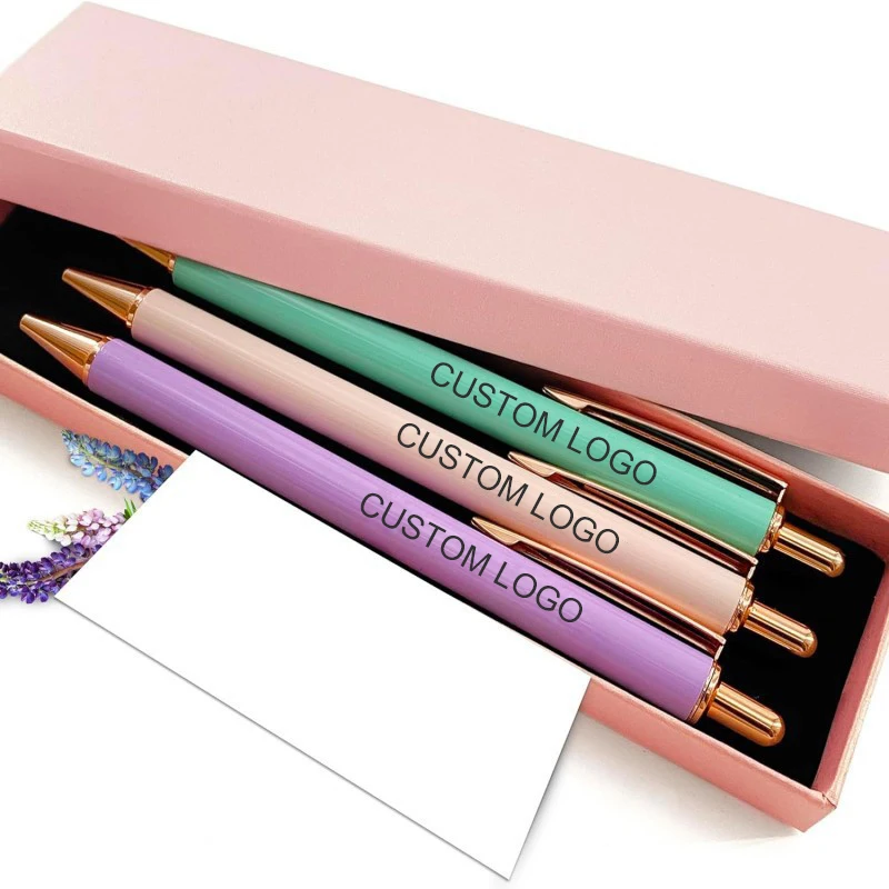 Customized Logo Luxury 3Pcs Metal Pens Gift Set Ballpoint Pen Creative Gift Push Action Pen