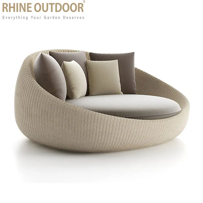 Best Selling  outdoor furniture  balcony garden lounge wicker round bed  woven rattan bed