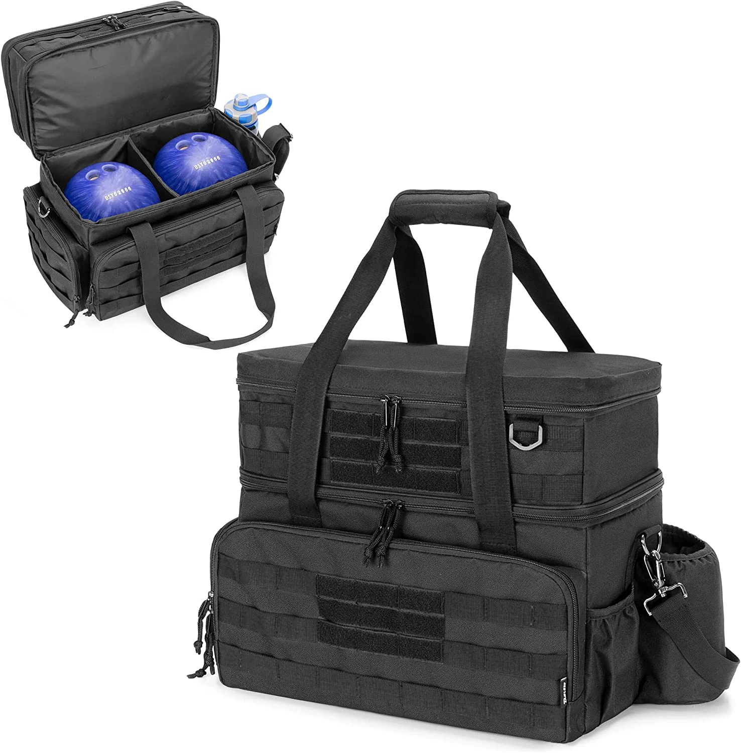 Tote Bag Bowling Ball Tote with Padded Divider for One Pair of Bowling Shoes Up to Mens 16 and Extra Essentials Bowling Bag