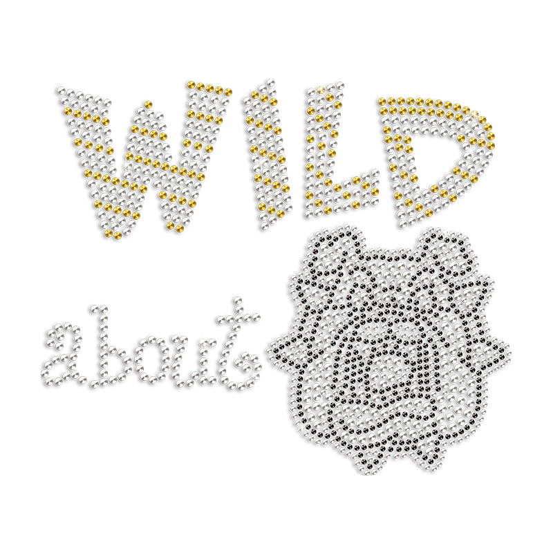 Verified Suppliers Wild About Bulldog Rhinestone Hotfix Transfers Design Rhinestone Transfers for T-Shirts