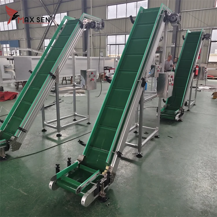 Customized PU PVC Inclined Belt Conveyor Manufacturer For Elevator