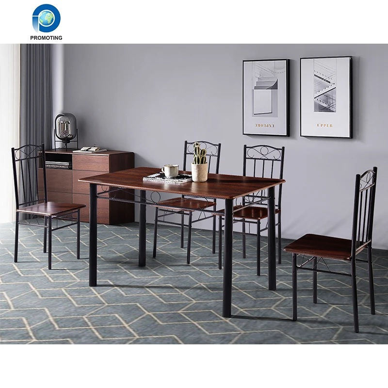 Popular Cheap Price Steel Wood Dining Table Designs Kitchen Dining Table And Chair Sets