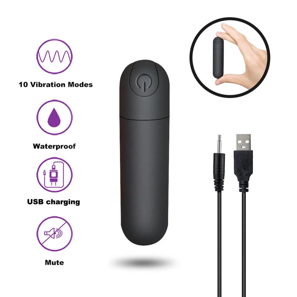USB Rechargeable Mini Bullet Vibrator 10 Speed Waterproof G-spot Clitoris Stimulator Anal Dildo Vibrator