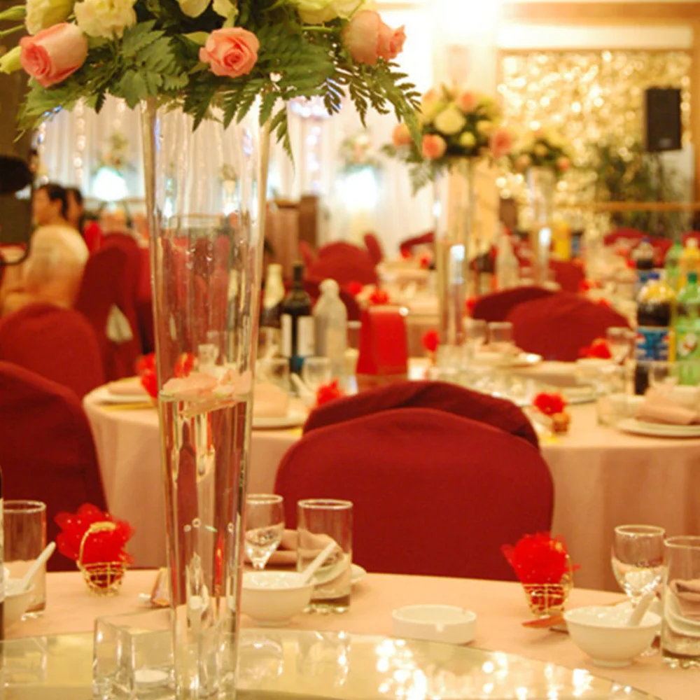 Aeofa Transparent glass vase conical Wedding Guide Table Vase goblet hydroponic vase