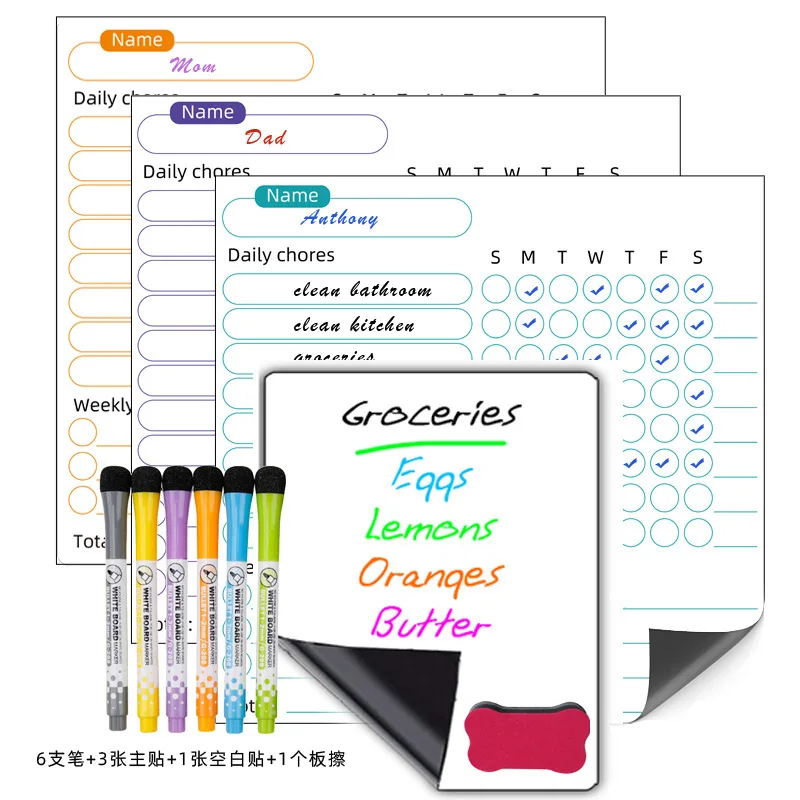 Wholesale custom magnetic calendar fridge magnet whiteboard magnetic chore chart whiteboard dry erase board