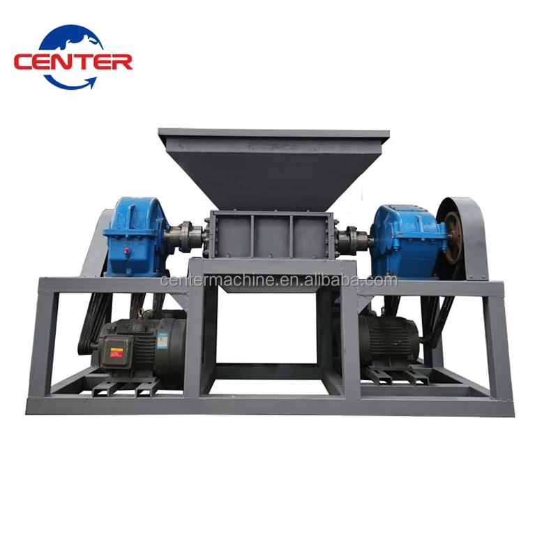 Good Price  400 Industrial Solid Scrap Metal Tire Rubber Plastic Wood Foam Silicone Rubber Double Shaft Shredder Machine