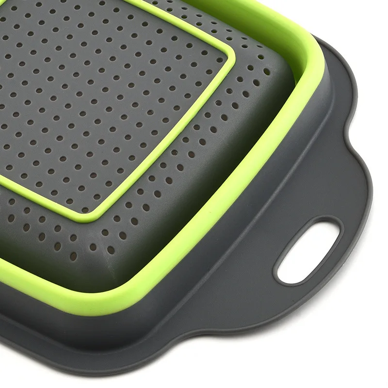 Silicone Folding Drain Basket Fruit Vegetable Washing Basket Foldable Strainer Collapsible Drainer Kitchen Storage Tool