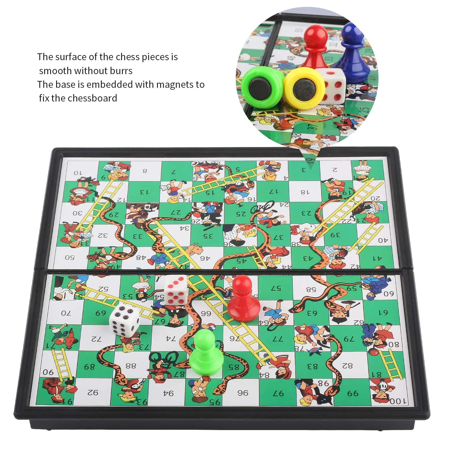Manufactory Wholesale Plastic Portable Folding Chess Board Snakes and Ladders Game for Children