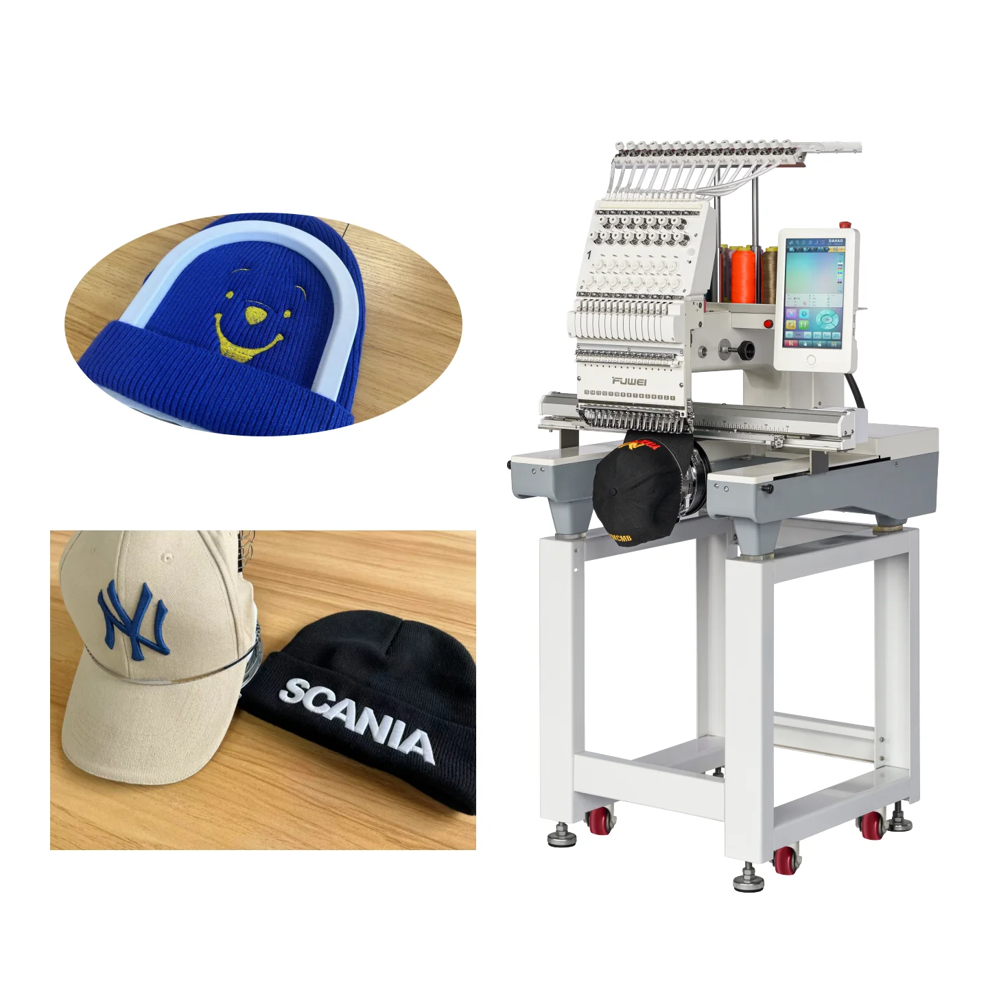FUWEI  computer  multi function 12/15 needles cap hats single head bai embroidery machine for sale