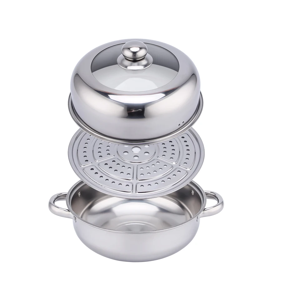 Kitchen Ware Soup Pot Steamer Fryer Stainless Steel Cookware Double Handle Modern Home Cooking Pot Commercial Steam Pot Sets