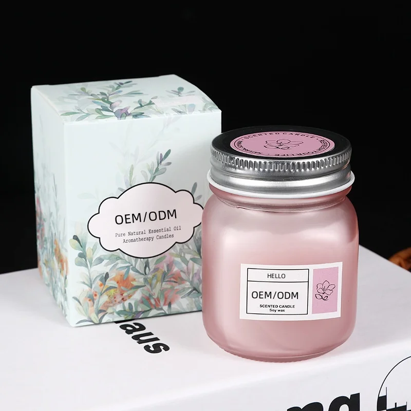 Custom Luxury Personalized Private Label Jar Soy Wax Scented Candles Matte Glass 20 Hours For Home Office Decor