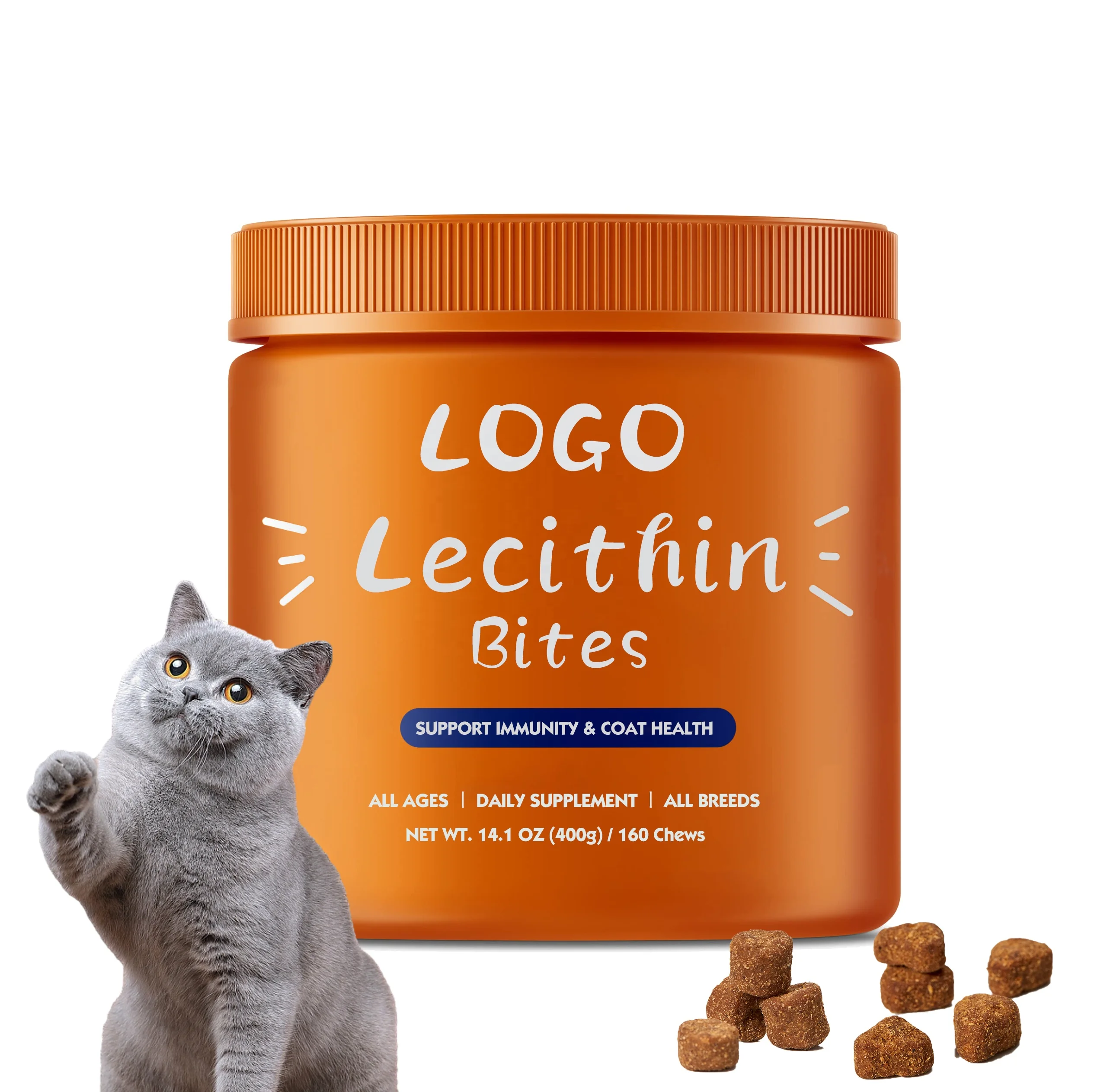 400g Wholesale Private Logo Cat High Protein nutrition Pet Supplement Multivitamin Lecithin Chews Health Bulk Cat Vitamins