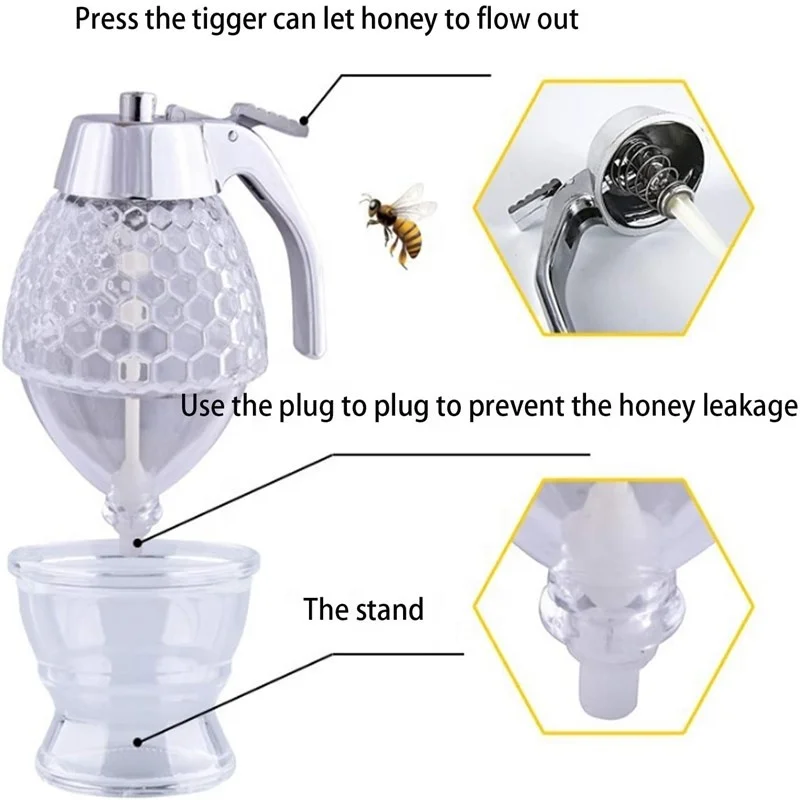No Drip Glass Syrup Honey Dispenser Glass for pancake