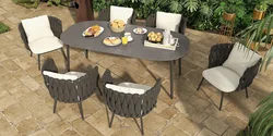 BKX modern style luxury white dining table party Oval patio furniture outdoor dinner table set