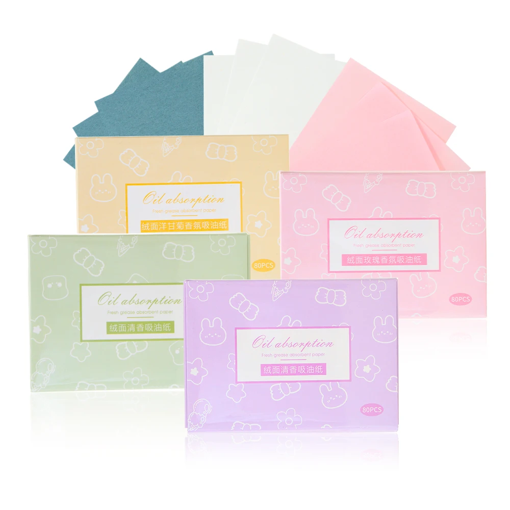 80pcs Green Tea Rose Bamboo Charcoal Scent Oil Control Film Tissue Makeup Face Nose Remove Oil Absorbing Sheet Paper SY007