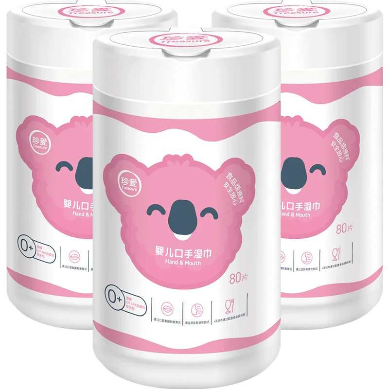 Treasure  80pcs NO MIT CIT Pure Water Aloe Plant Extract Soft Fabric Alcohol Free Baby Diaper Wipes