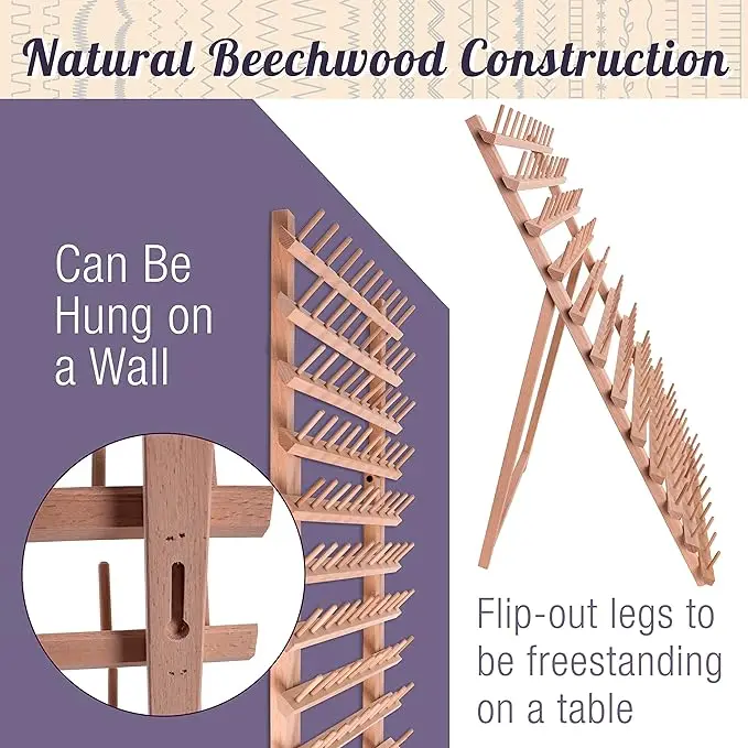 High Quality Wholesale Beech120 Spools Wooden Thread Rack Braiding Hair Rack for Sewing & Embroidery