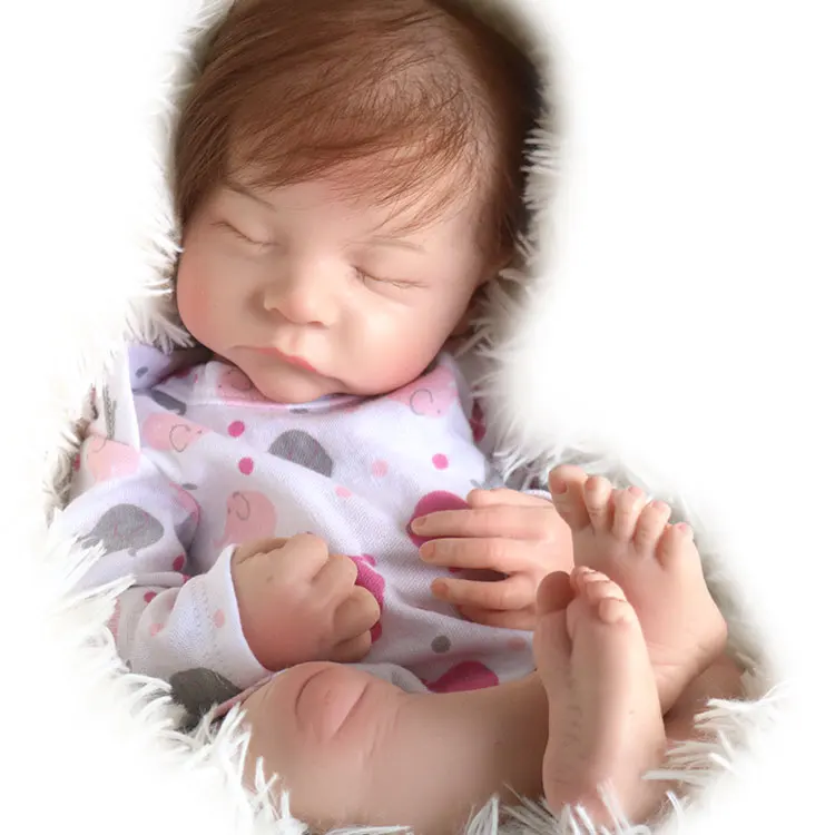 Silicone Baby Doll Realistic Reborn 16inch Sleeping Reborn Dolls Customize Painted Reborn Doll Handmade Bebe Solid Silicone Dol