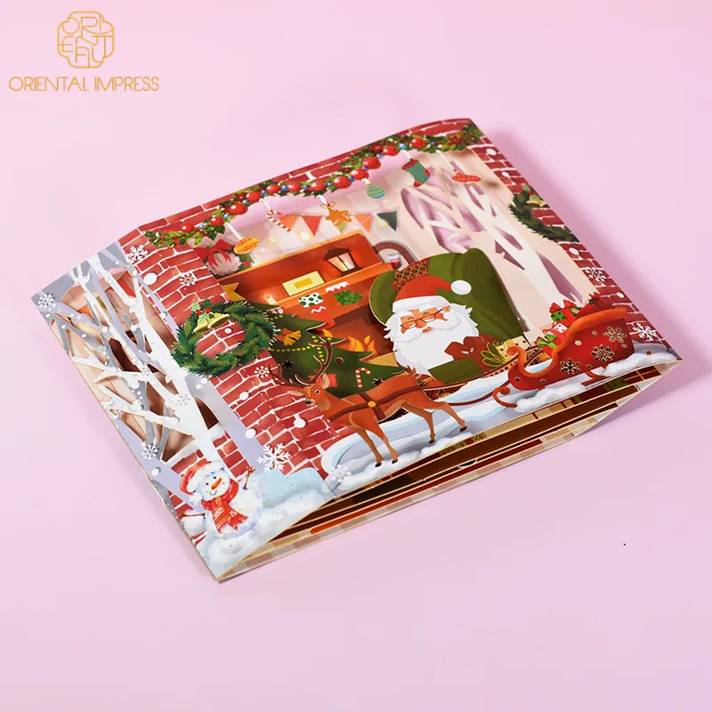 2024 New Design Boxed Christmas Greeting Cards 3D Santa Claus Christmas Card