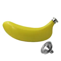 5oz Banana Flask Wine Bottle Fruit Banana Shaped 304 Stainless Steel Whiskey Liquor Alcohol Pocket Bottle with Free Funnel