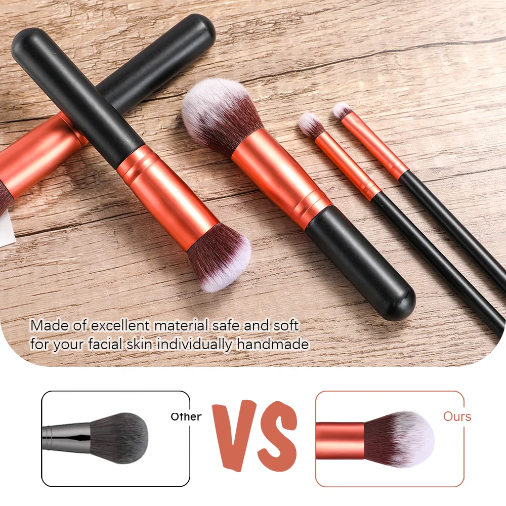 BS-MALL 18PCS Wood Handle Cruelty Free Synthetic Fiber Vegan Makeup Brushes Private Label Custom Packaging