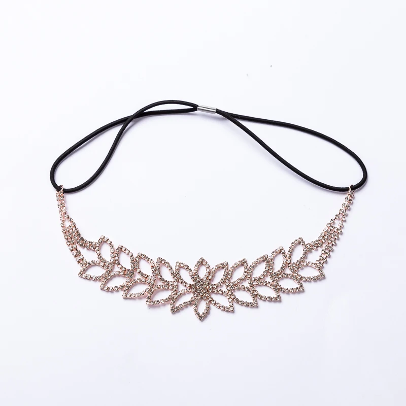 New Fashion Lovely Women Hollow Flower Elastic Hair Head Band Headband Wedding Hair Accessories Crown Tiaras Hair Decoration