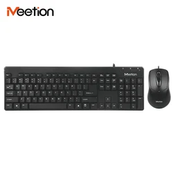 AT100 Cheapest Ergonomic Standard USB Cord Wired Office Keyboard and Mouse Combo For Laptop And Desktop