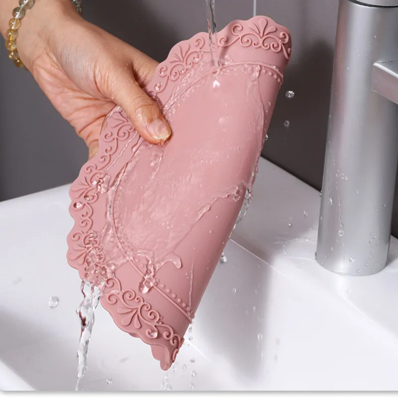 Kitchen Heat Resistant Pan Pads Hot Dishes Pot Holders rcustom Silicone silicon rubber pvc Silicone Lace Placemat