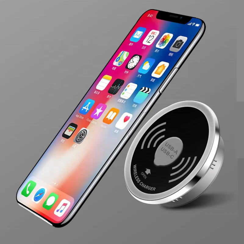 
Amazon best seller Mobile Phone Quick Charge QI Fast Charging or furniture wireless charger on the desk 