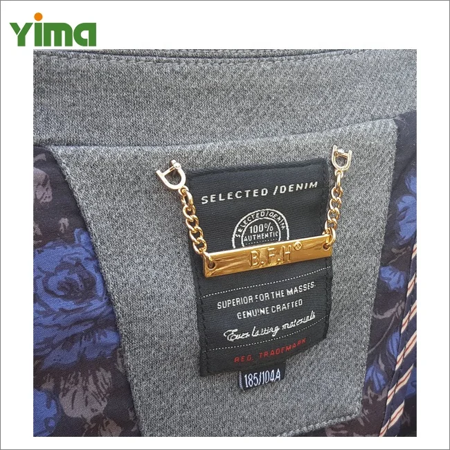 Yima Custom Black Jeans Leather Patch with Metal Label Logo Customized Garment Labels Washable Leather Labels for Clothing