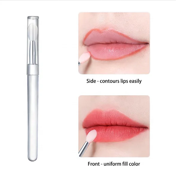 Portable Reusable Silicone Lip Brush Small with Dustproof Cover Lip Cream Lip Mask Lipstick Eyeshadow Applicator